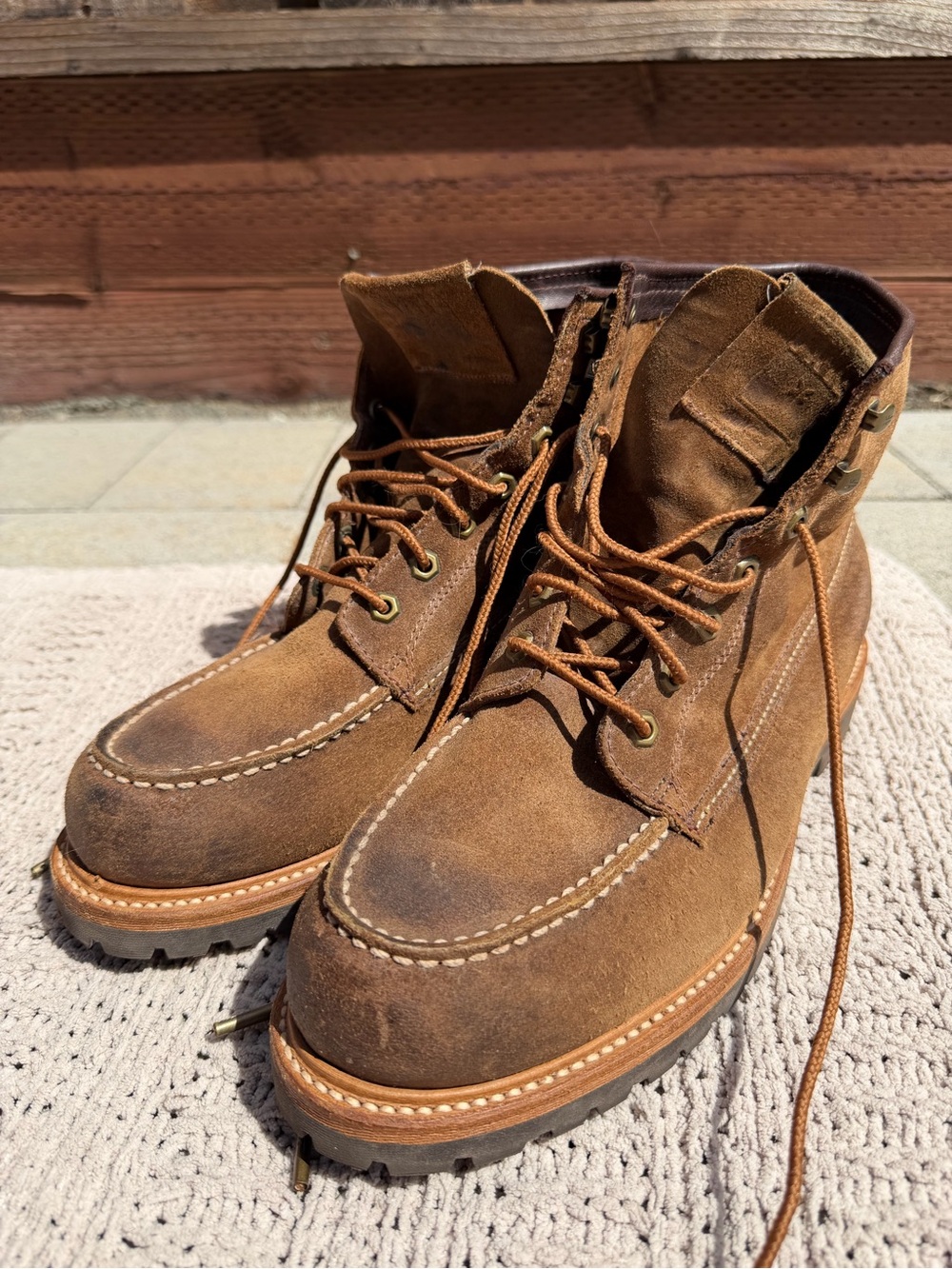 Frye Men's Brown Suede Leather Moc Toe Work Boots